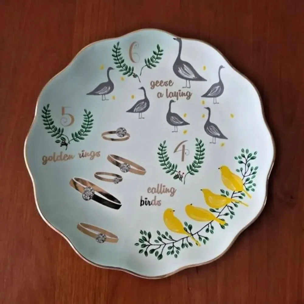 World Market 12 Days of Christmas Stoneware Scalloped Edge Plates 7.5” Set of 4